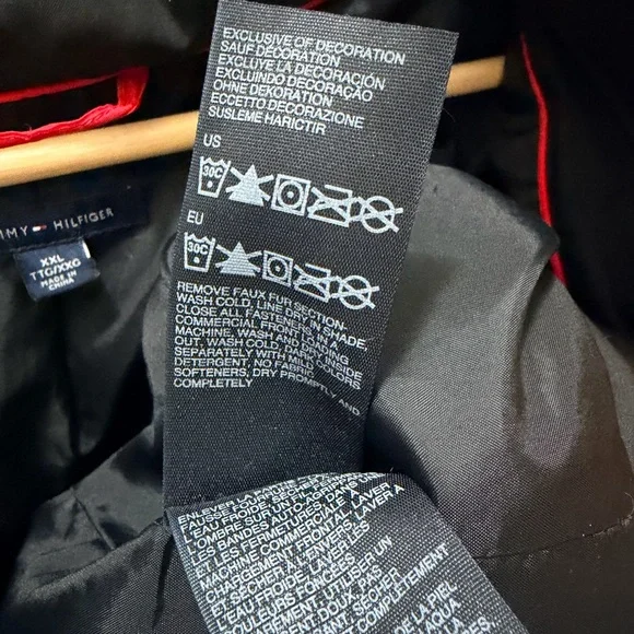 Tommy Hilfiger Women XXL Black Down Feathers Winter Puffer Jacket Faux Fur Hood - Picture 16 of 16